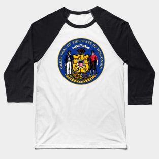 Wisconsin Coat of Arms Baseball T-Shirt